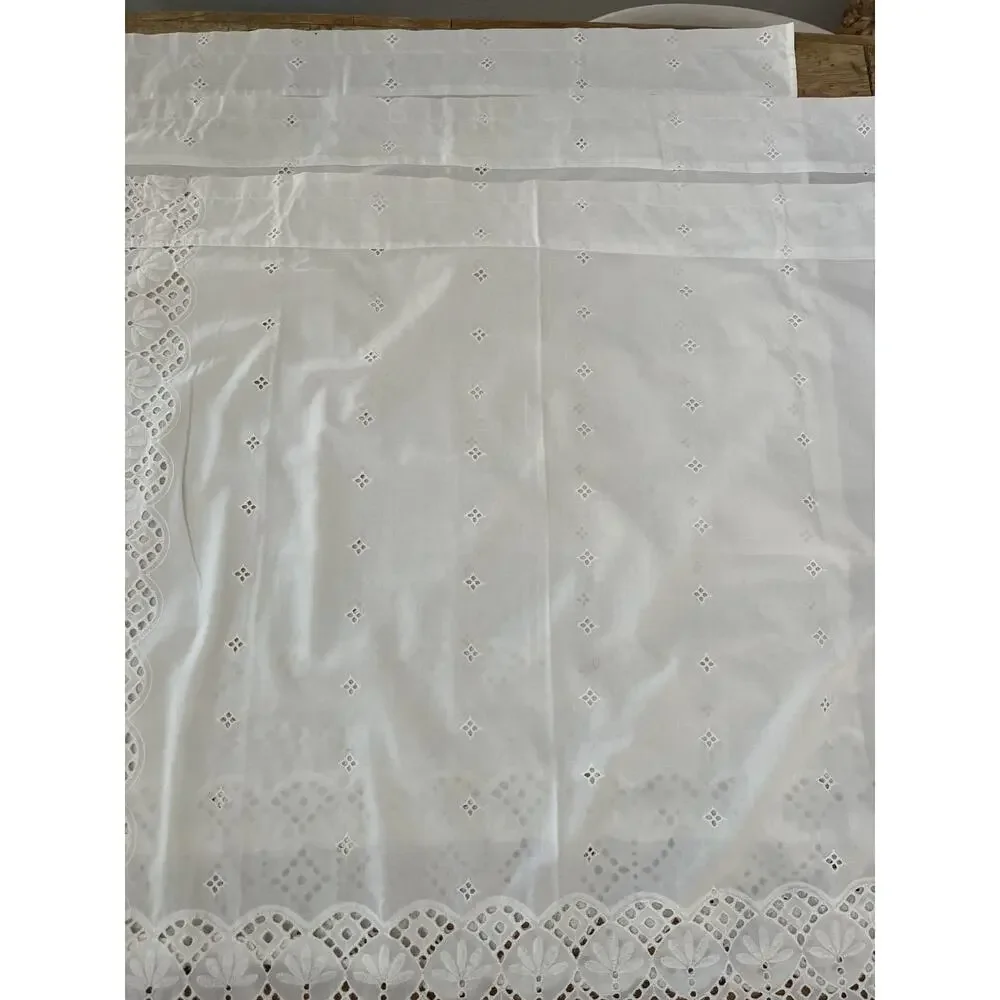 Vintage 3 Curtain Panels Sheer Lace Off White 32